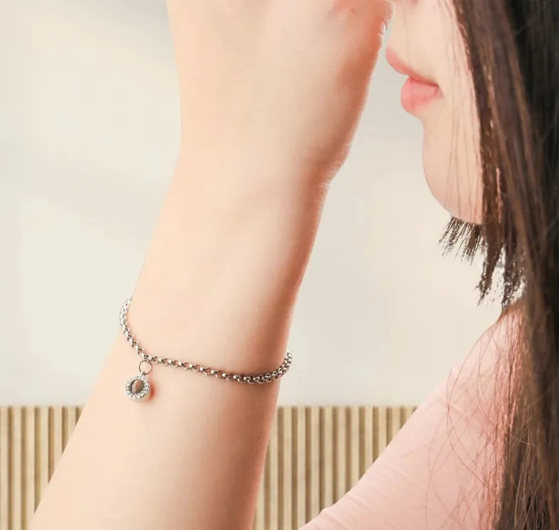 925 Silver Diamond Projection Bracelet for Women – Korean Style Couple Jewelry Gift