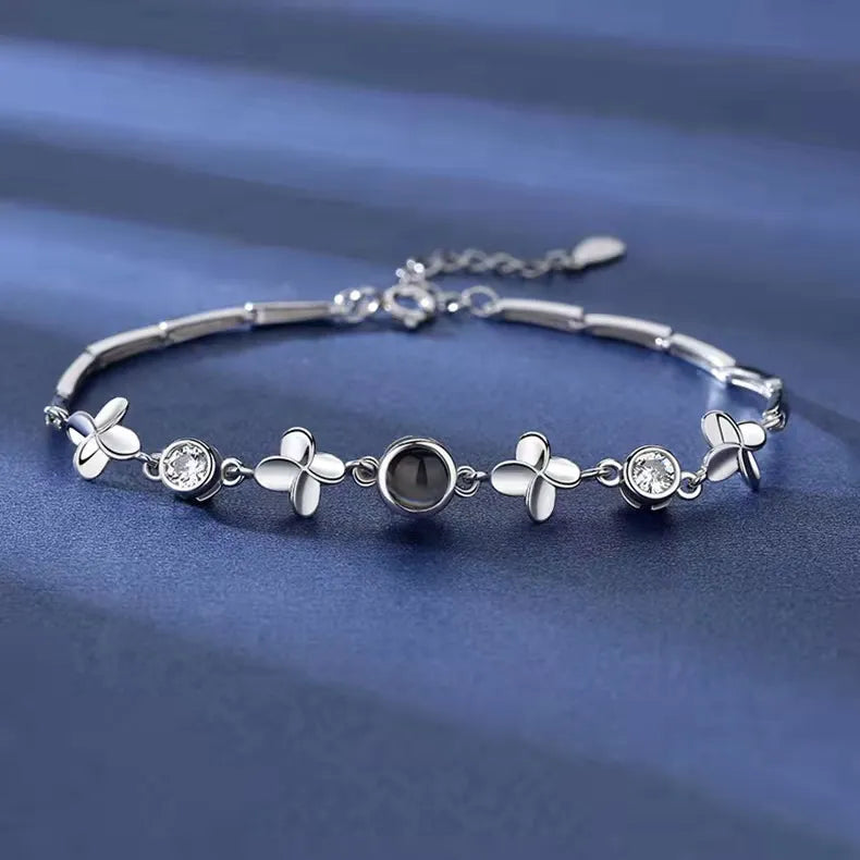Custom Women's Flower Projection Bracelet – Personalized Light Projection Jewelry Gift