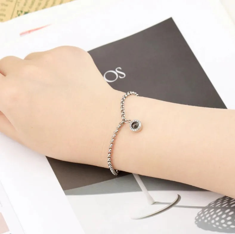 925 Silver Diamond Projection Bracelet for Women – Korean Style Couple Jewelry Gift