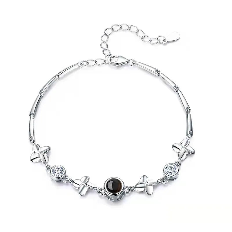 Custom Women's Flower Projection Bracelet – Personalized Light Projection Jewelry Gift