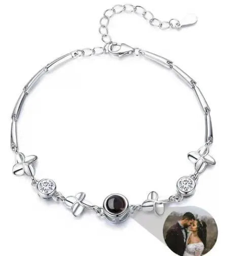 Custom Women's Flower Projection Bracelet – Personalized Light Projection Jewelry Gift