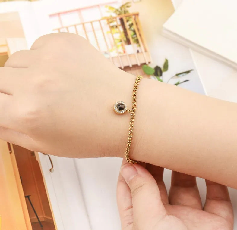 925 Silver Diamond Projection Bracelet for Women – Korean Style Couple Jewelry Gift