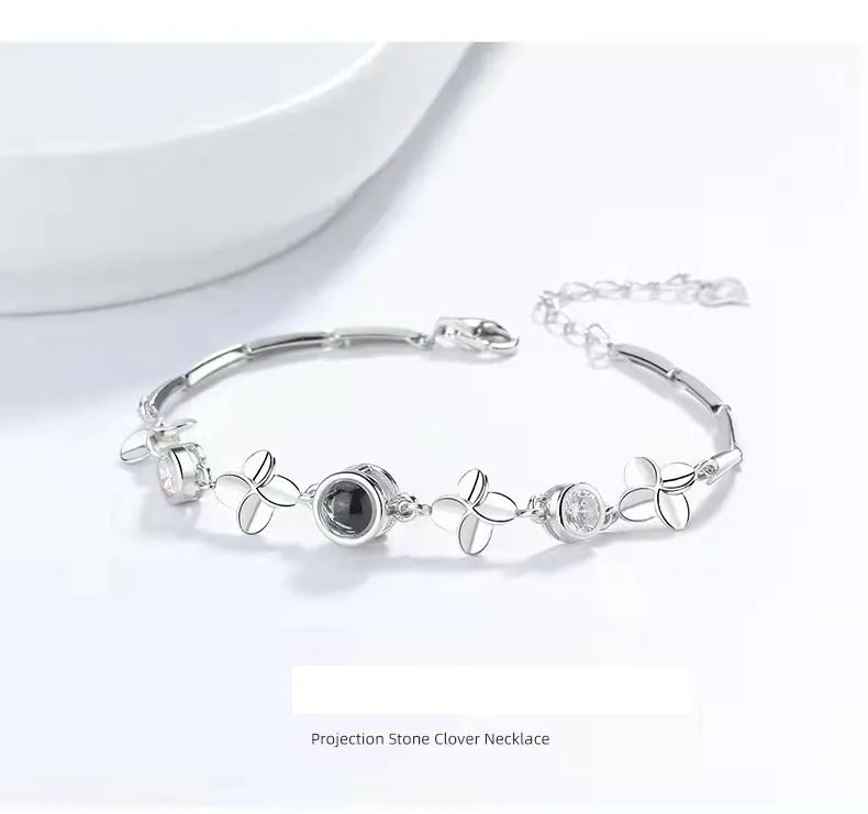 Custom Women's Flower Projection Bracelet – Personalized Light Projection Jewelry Gift