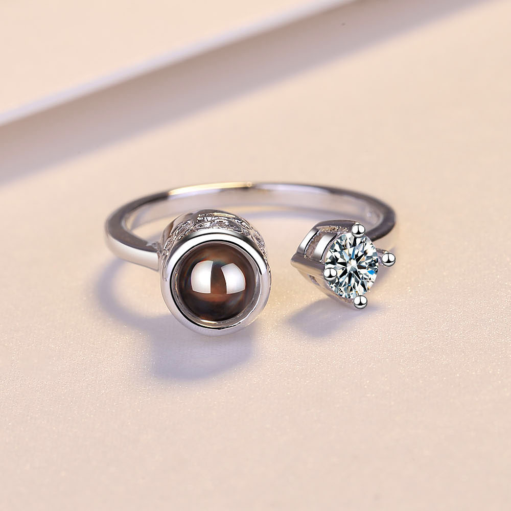 100 Languages I Love You Projection Ring with Diamond Adjustable Romantic Gift
