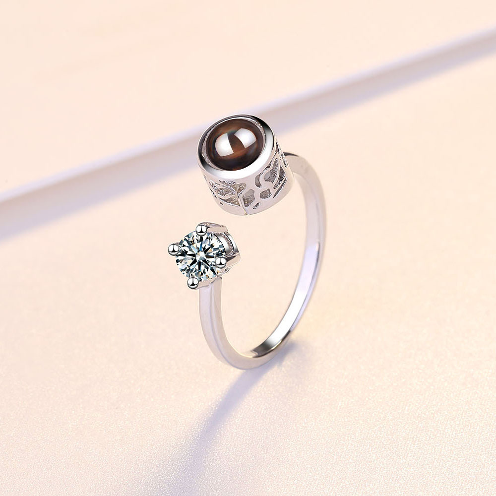 100 Languages I Love You Projection Ring with Diamond Adjustable Romantic Gift