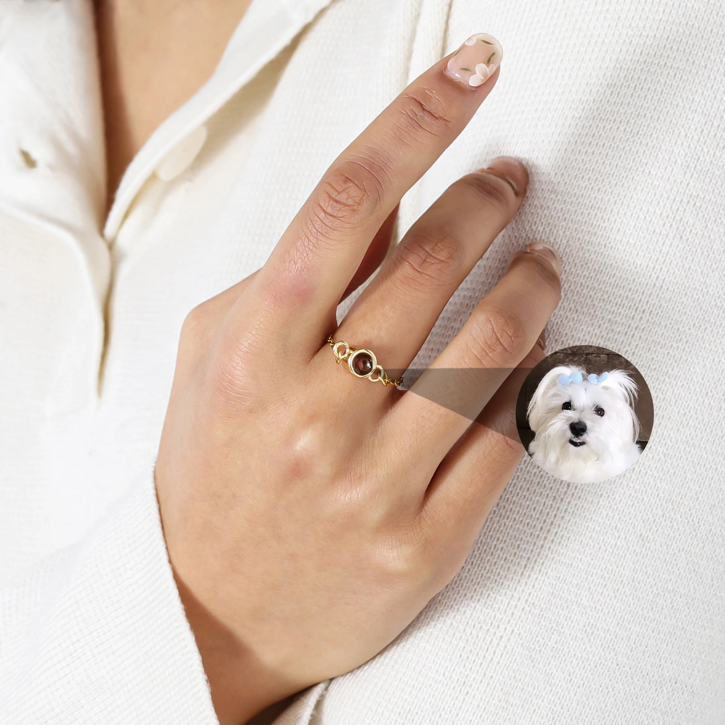 Personalized Photo Projection Ring for Women Custom Jewelry Gift