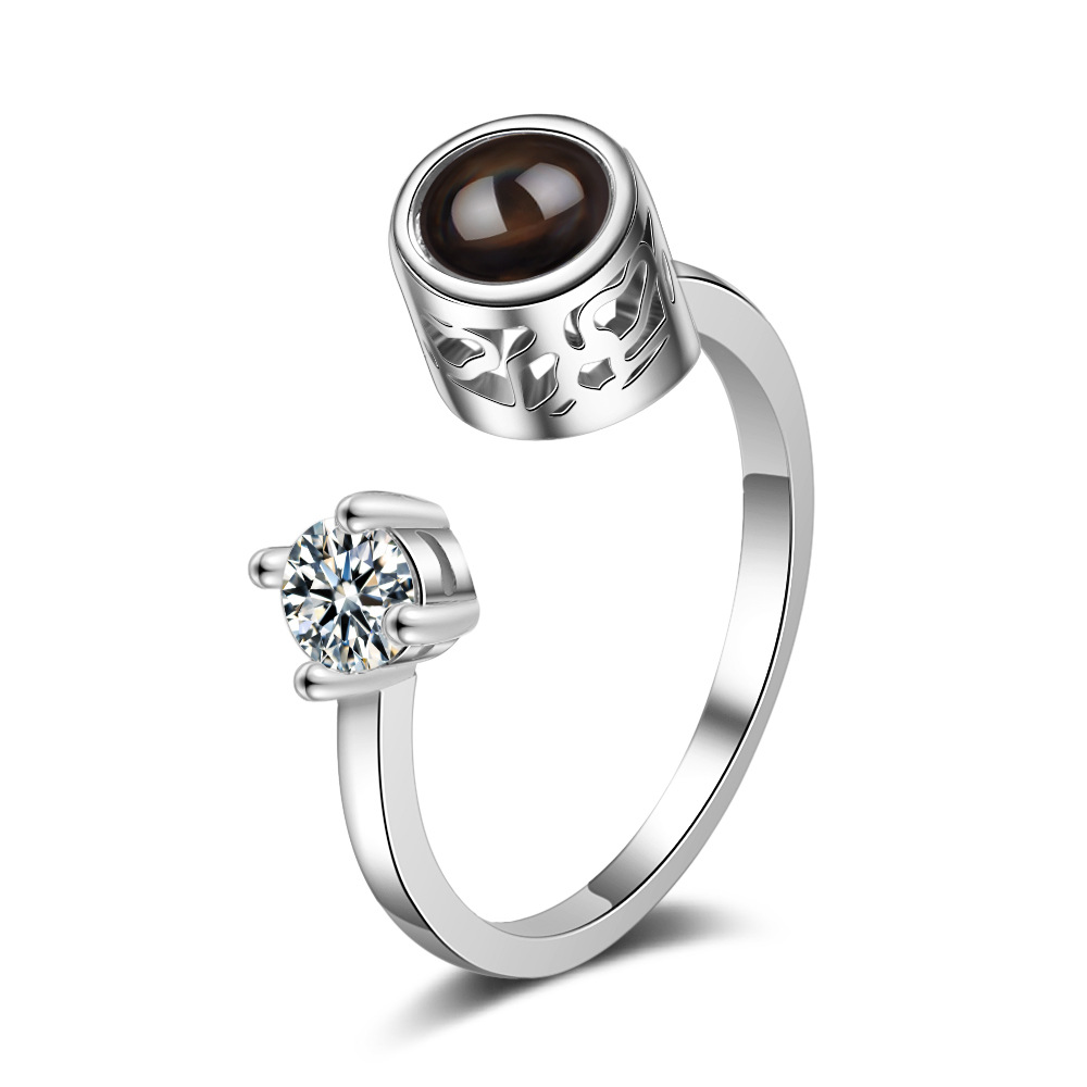 100 Languages I Love You Projection Ring with Diamond Adjustable Romantic Gift
