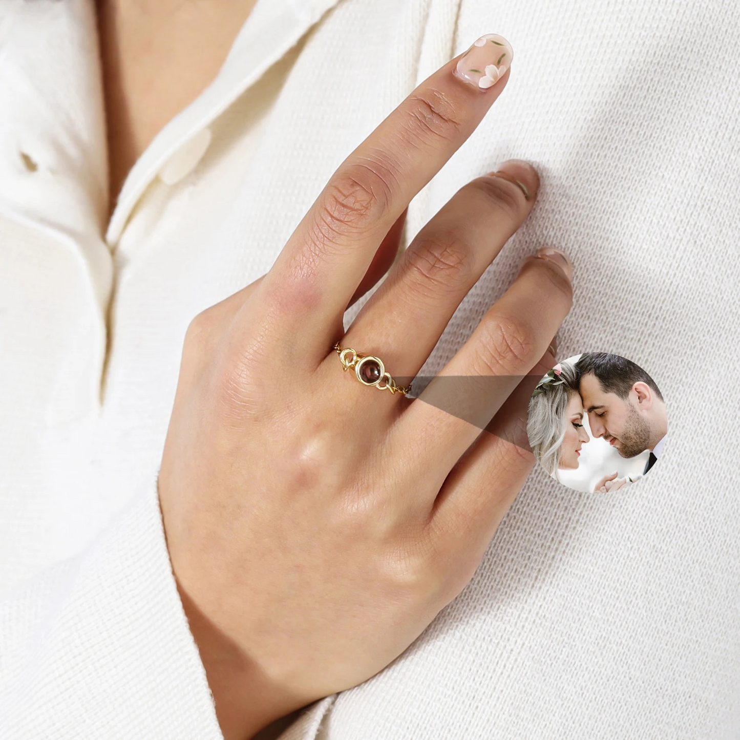 Personalized Photo Projection Ring for Women Custom Jewelry Gift