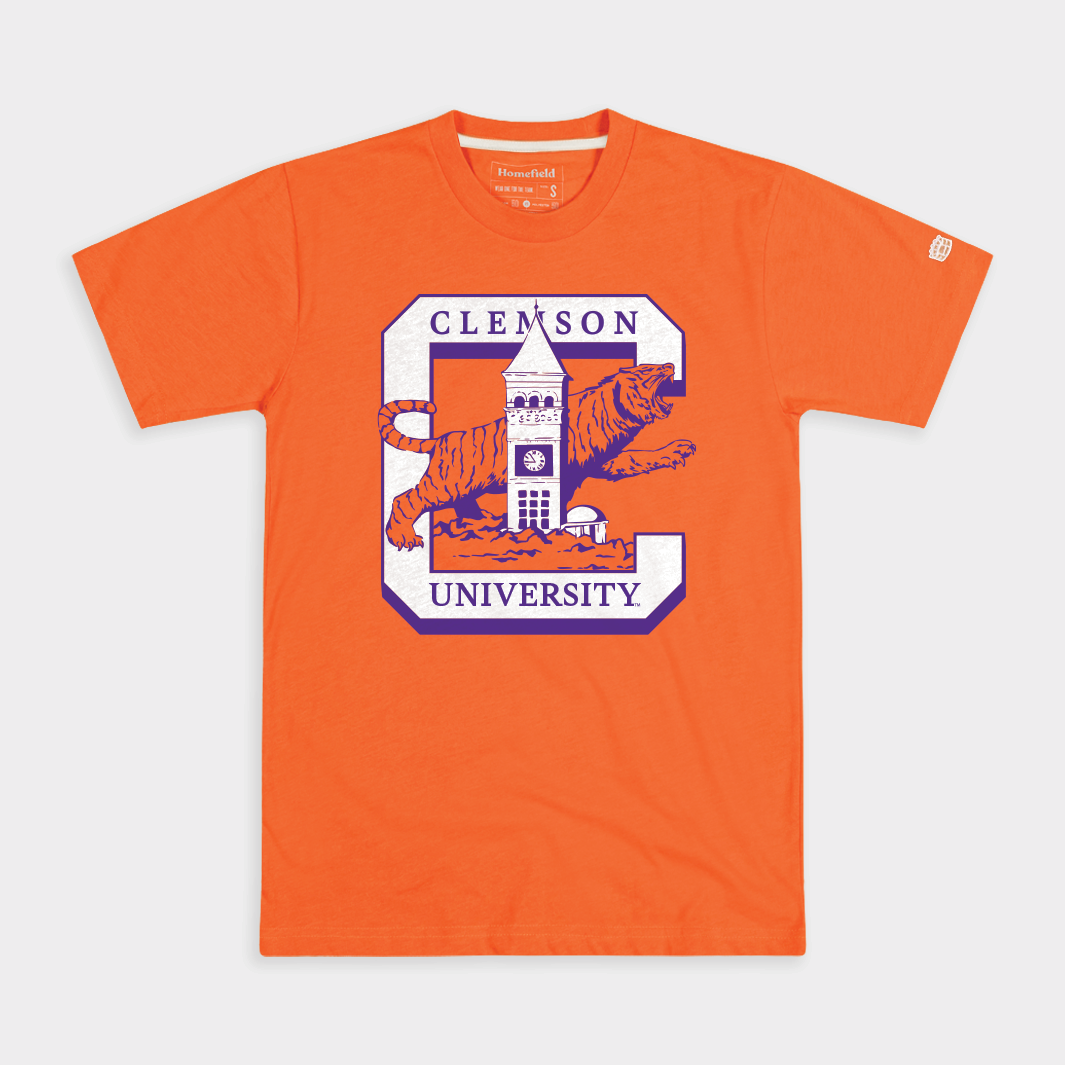 Clemson Tigers Vintage-Inspired Clock Tower Tee