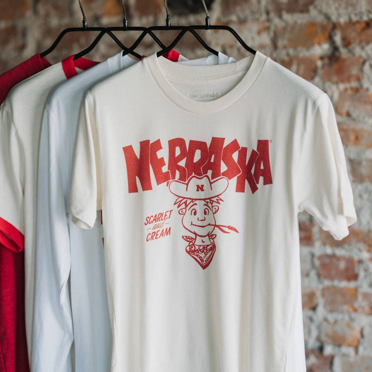 Nebraska Scarlet and Cream Herbie Husker Tee