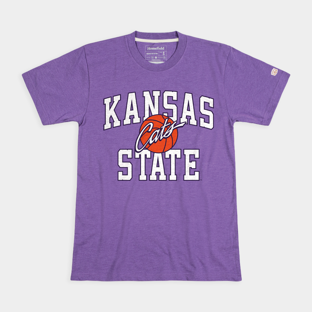 Kansas State Basketball Vintage Script "Cats" Tee