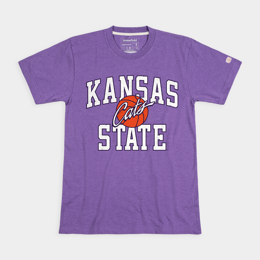Kansas State Basketball Vintage Script "Cats" Tee