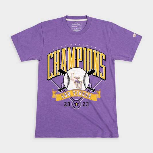 LSU 2023 NCAA Baseball Champs Purple Tee