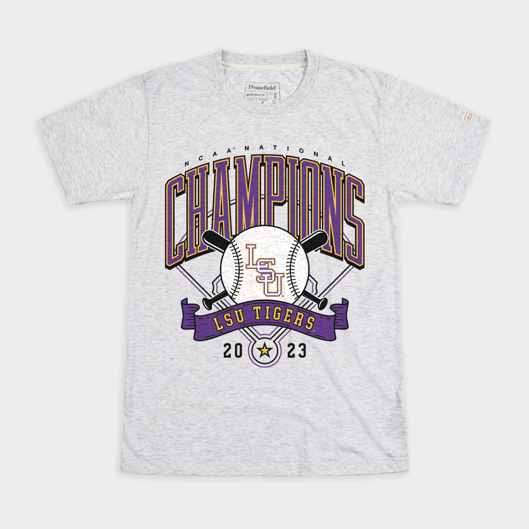 LSU 2023 NCAA Baseball Champs Ash Tee