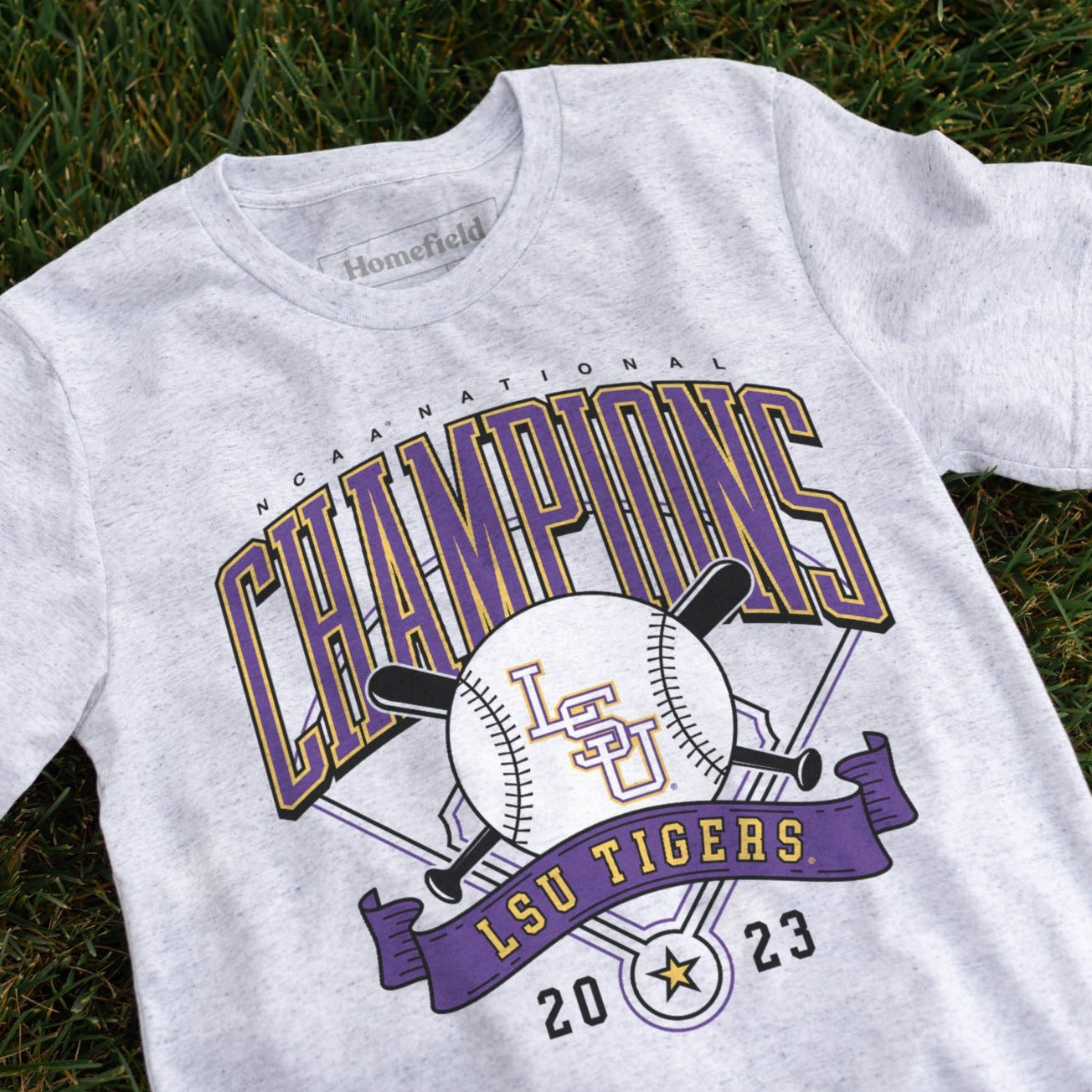 LSU 2023 NCAA Baseball Champs Ash Tee