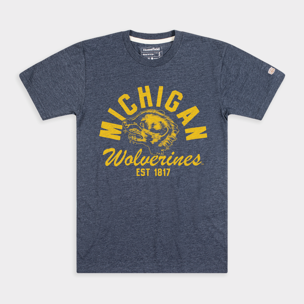 Michigan Vintage Wolverine Head Illustration Tee