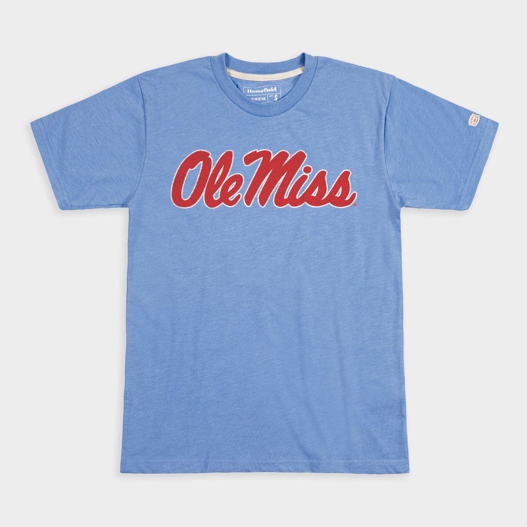Classic Ole Miss Script Powder Blue Tee