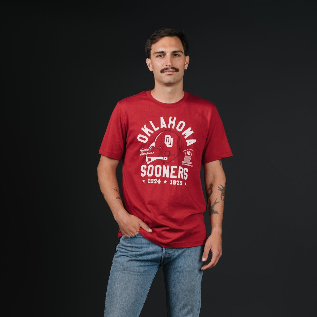 Oklahoma Football 1974 and 1975 Champs Tee