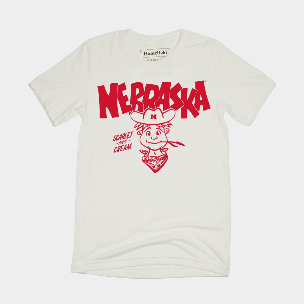 Nebraska Scarlet and Cream Herbie Husker Tee