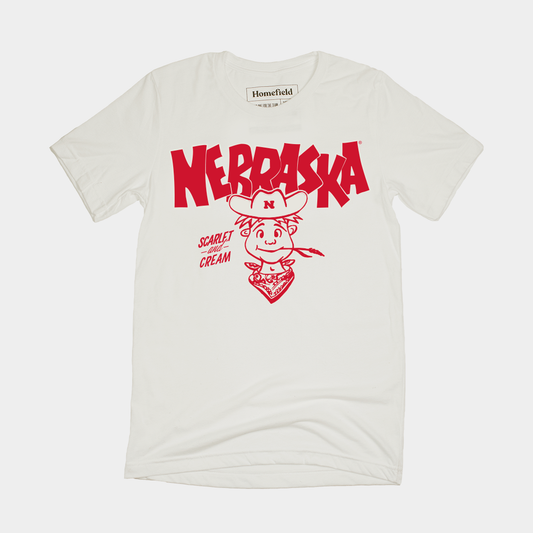 Nebraska Scarlet and Cream Herbie Husker Tee