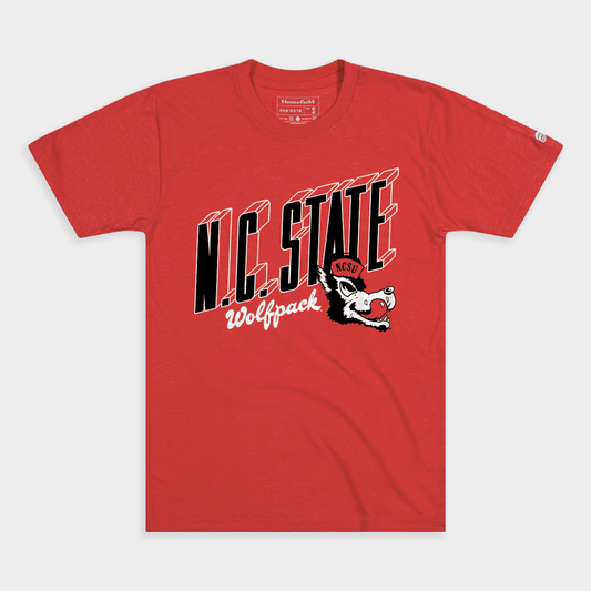 NC State Wolfpack Retro Wordmark Wolf Tee