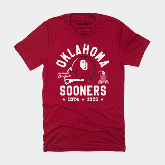 Oklahoma Football 1974 and 1975 Champs Tee