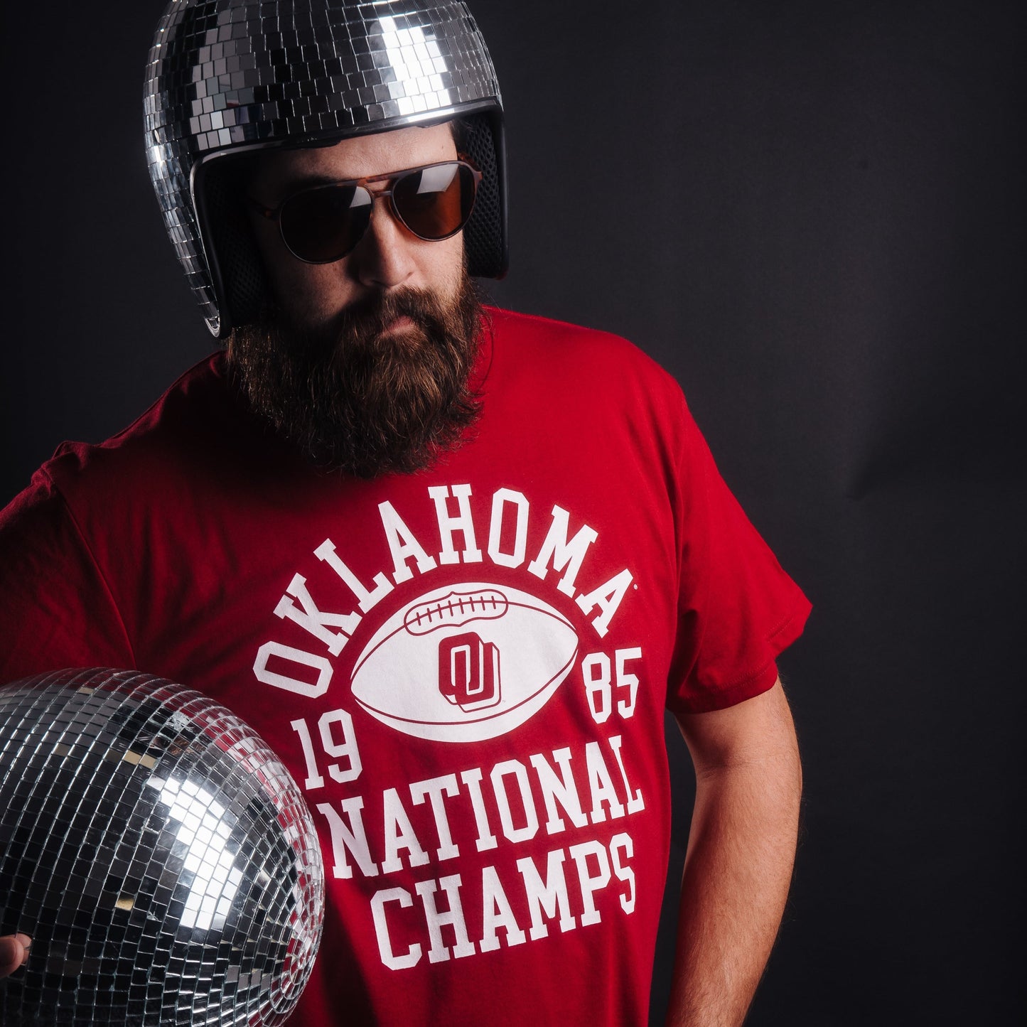 Oklahoma Football 1985 National Champions Disco Logo Tee