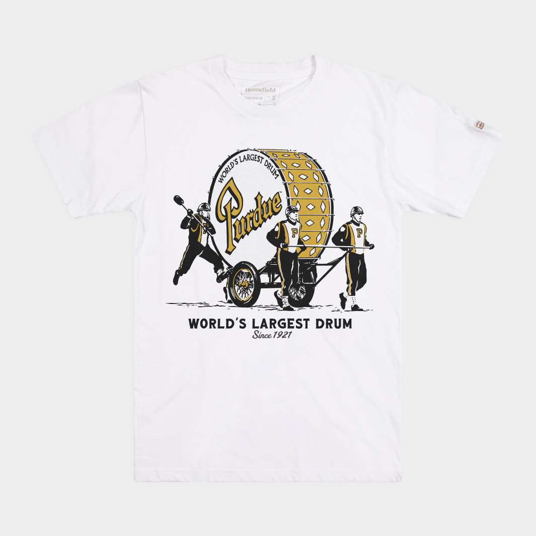Purdue Vintage-Inspired World's Largest Drum Tee