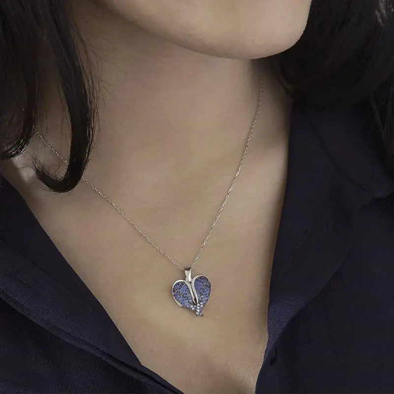 Custom Photo Necklace Angel Wings Personalized Picture Projection Necklace