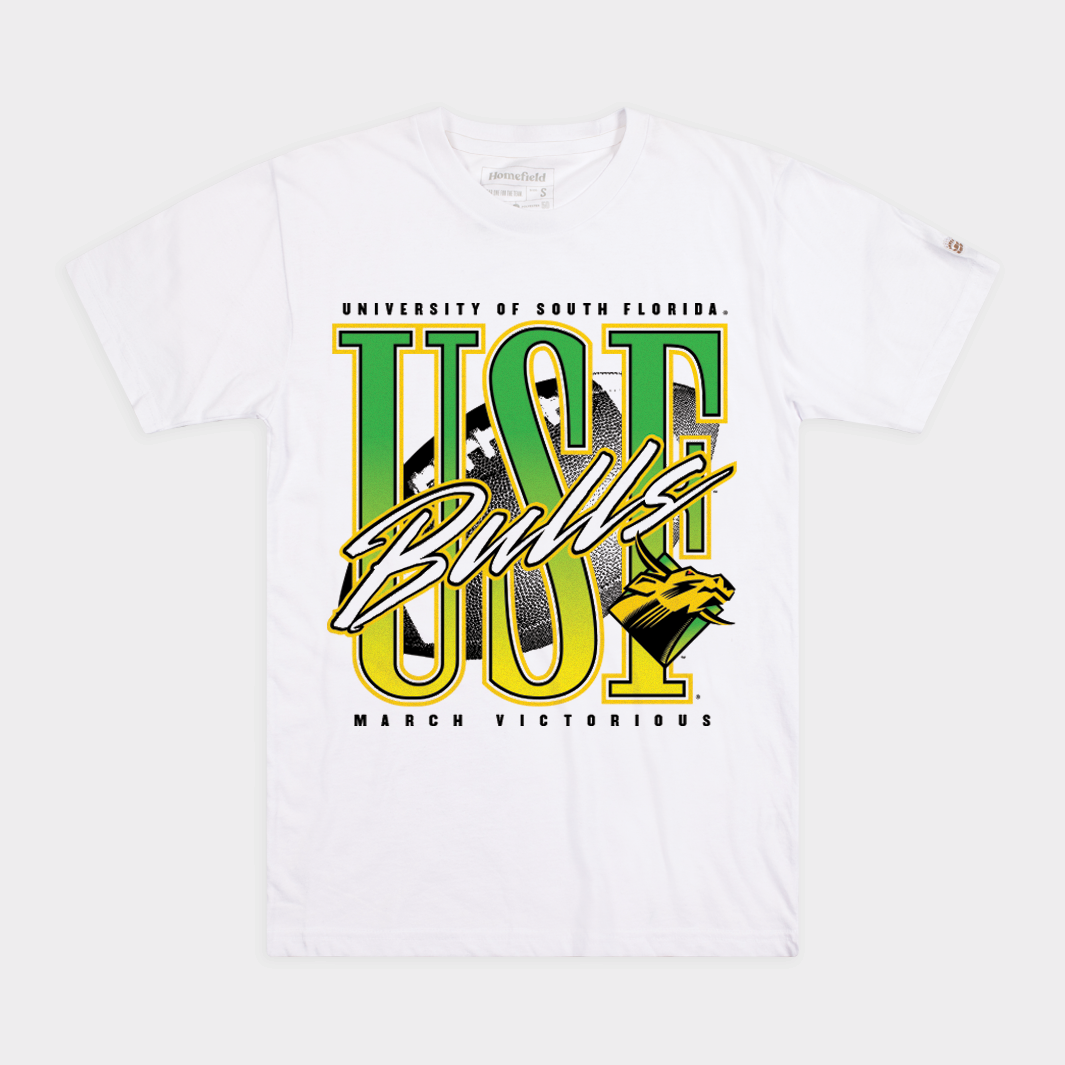 USF Bulls Football "March Victorious" Neon Retro Tee