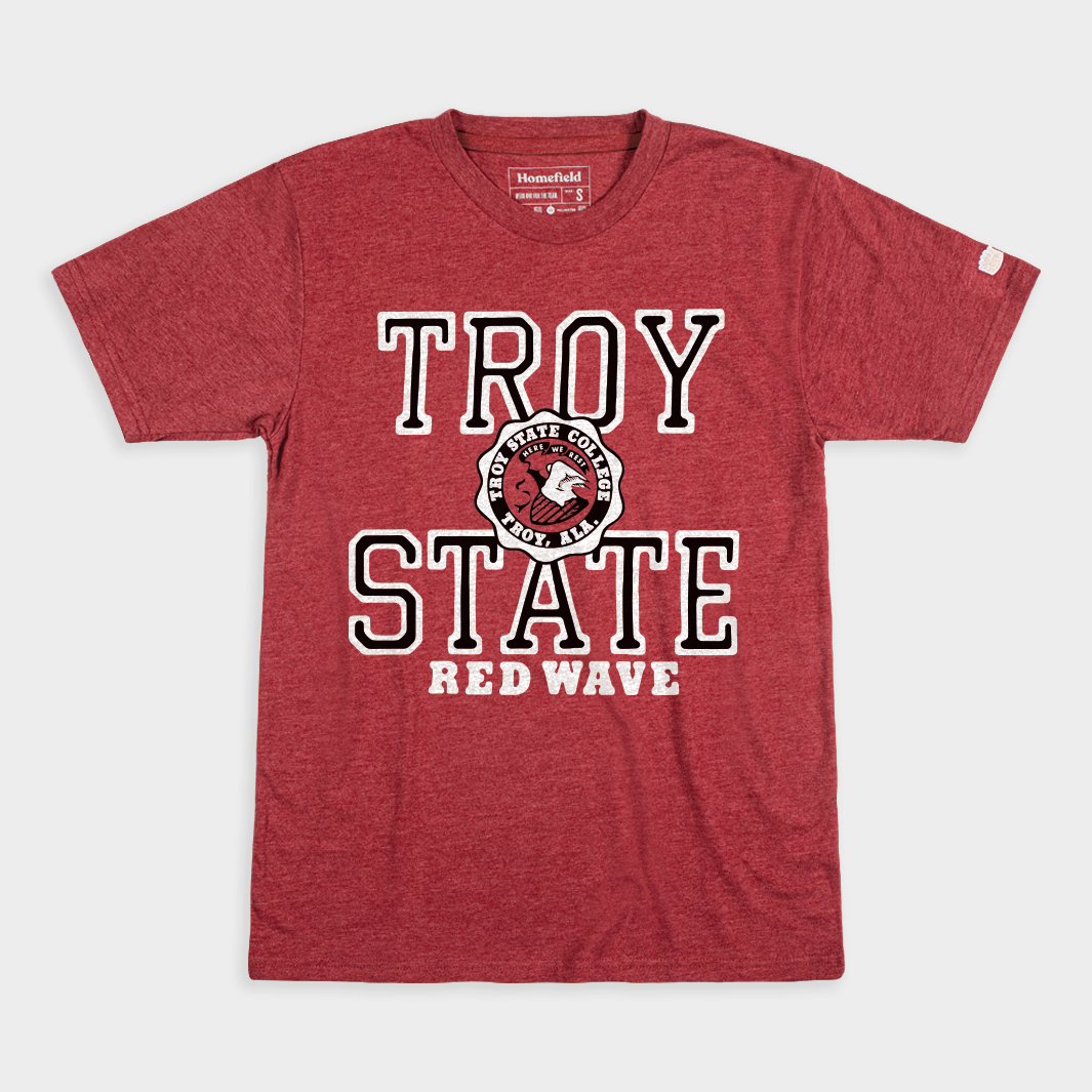 Troy State Red Wave Vintage Seal Retro Tee