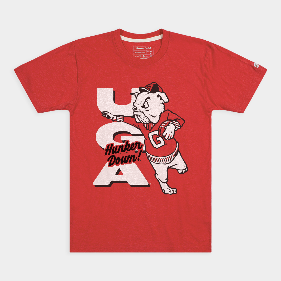 Georgia Bulldogs Vintage Football "Hunker Down" Tee