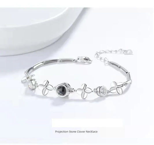 Custom Women's Flower Projection Bracelet – Personalized Light Projection Jewelry Gift